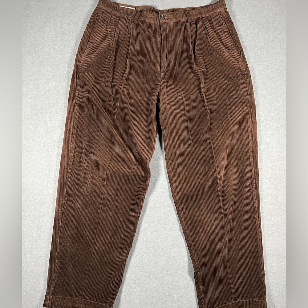 Vintage Country Classics Baggy Brown Corduroy Pants Cuffed Men Size 38x31